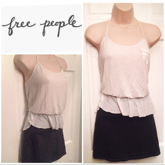 Free People Dresses & Skirts - Free People Beach White & gray tube mini dress Free People Dresses & Skirts - Free People Beach White & gray tube mini dress